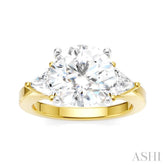 1/2 Ctw Circular Shape Trillion and Round Cut Diamond Semi-Mount Engagement Ring in 14K Yellow and White Gold